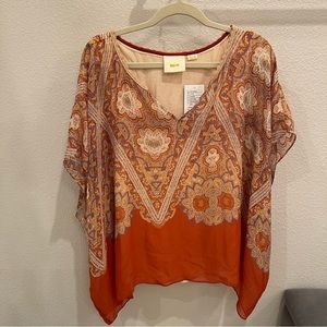 MAEVE By Anthropologie Batwing Silk Paisley Top
